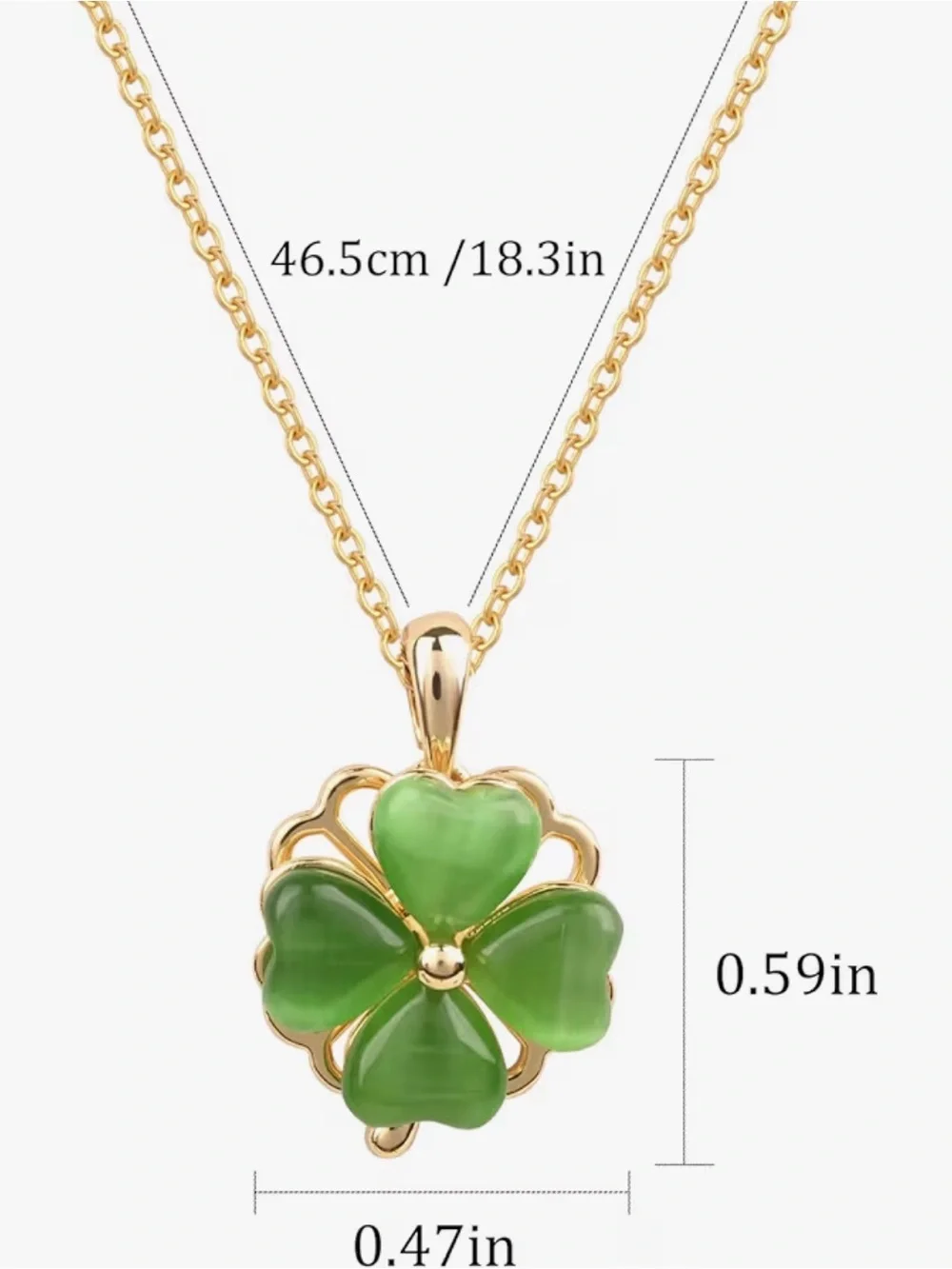 Gold-Tone Jade 4 Leaf Clover Pendant Necklace - Women Jewelry